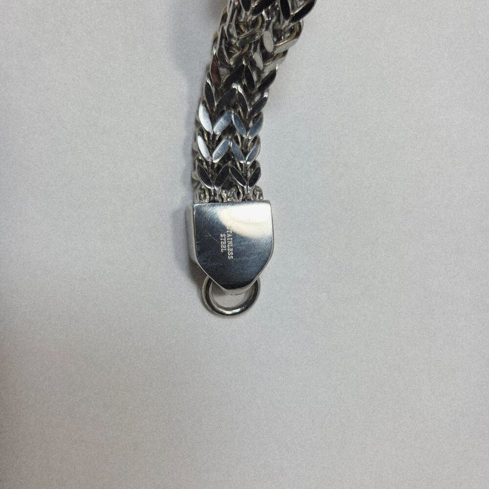 NWT ANTHONY JACOBS STAINLESS DOUBLE ROW CHAIN LION HEAD BRACELET 9" - Picture 3 of 6